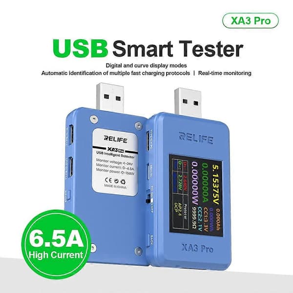RELIFE XA3 Pro USB älykäs ilmaisin pikalatausprotokollien testaaja