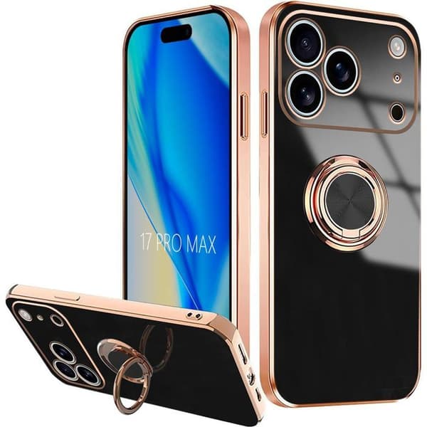[LCS] Beskyttelsesdeksel - BOOLING - iPhone 17 Pro Max - Støtabsorberende silikon - Støttering - Svart Svart