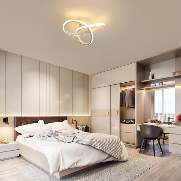 [LCS] Modern LED Ceiling Light, 22W Clover-shaped LED Ceiling Lamp 2500LM, Hall Chandelier, Warm White 3000K, White, Dia 25cm [Energy Class E]