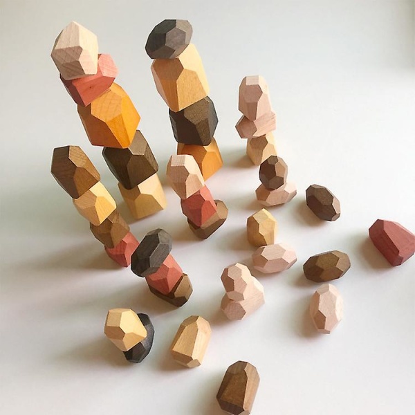 Wood Rainbow Stones Block Färgglad Wood Jenga Building Block Rainbow Stacker Balancing Stone 10