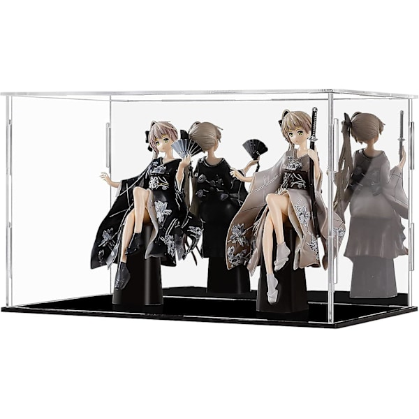 Akryl Displayboks Transparent Akryl Bordplade Displaykube til Samlerfigurer - Sort, 25x15x15cm (9.8x5.9x5.9in)