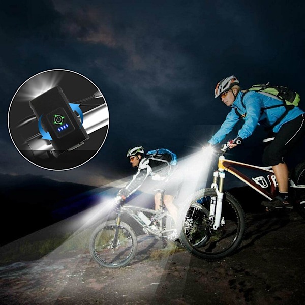 Polkupyörän etuvalo 6 tilaa USB ladattava MTB polkupyörän valo etulamppu