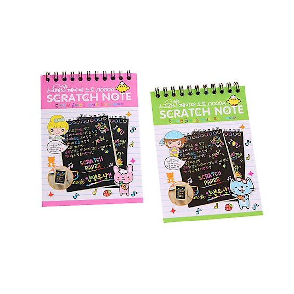 2 st Regnbågs Scratch Mini Konstanteckningar. DIY Festfavorit Tillbehör Kit green