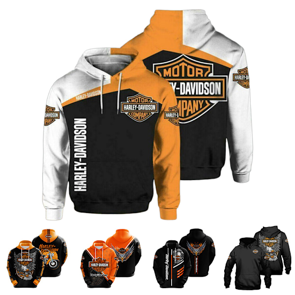 Herrehettegenser, motorsykkel, Harley-Davidson, med snøring, lange ermer B 3XL B