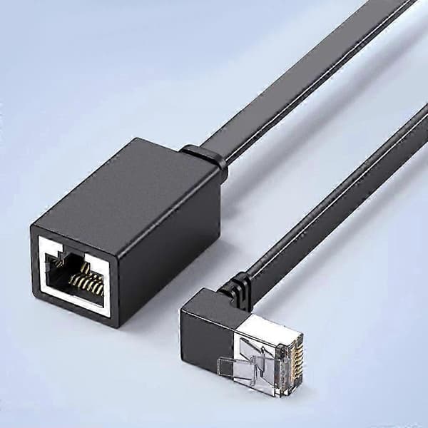 90 graders rettvinklet CAT7 Ethernet-kabel RJ45-forlengelse for PC 50cm BK Bend down