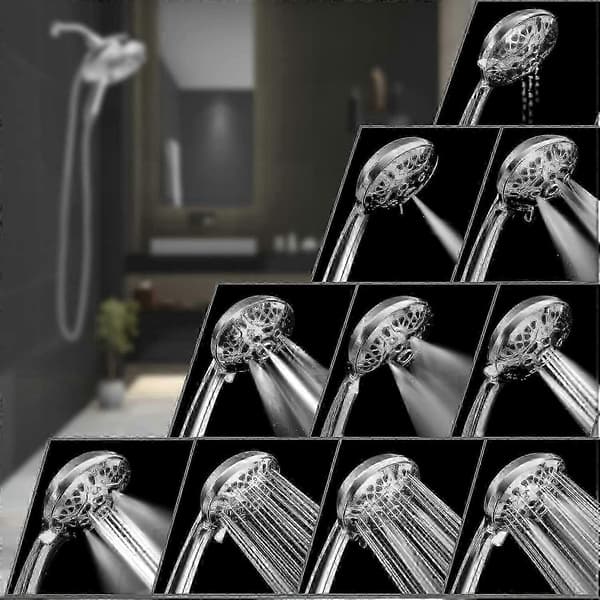 Høytrykks dobbel dusjhode med håndholdt og regnfallsmoduser - 59\" roterbar rustfri stålslange for INAVAMZEdition731