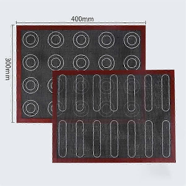 Silikon 30x40 cm Vendbar Trykt Makron Puff Bakematte Non-Stick Bakverk Ovn Kake Perforert bs