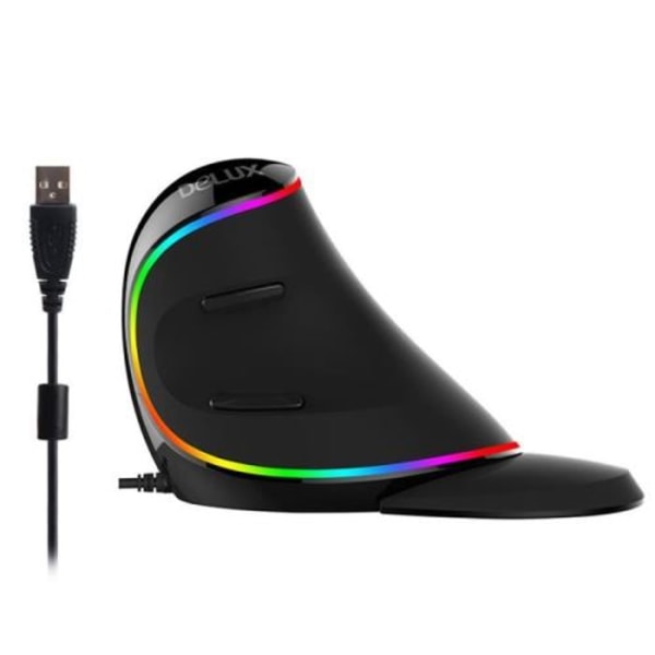 Trådbunden Gamingmus DELUX M618 Plus RGB Ljus Stark Ergonomisk Vertikal