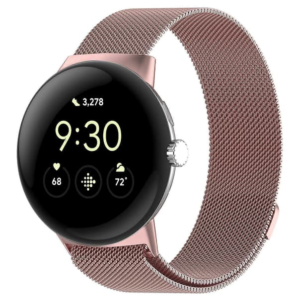 [LCS]Til Google Pixel Watch 3 45mm Milanese Bånd Rustfrit Stål Magnetisk Mesh Urrem Multicolor Rose Pink