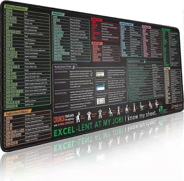 [LCS]Excel Hurtigtaster Musematte, Utvidet Stor XL Jukselapp Gaming Musematte med Excel Hurtigtaster