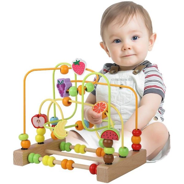 Barnleksaker Montessori-träleksaker Labyrintcirklar runt pärlor Abacus Matteleksaker Pussel|Matteleksaker