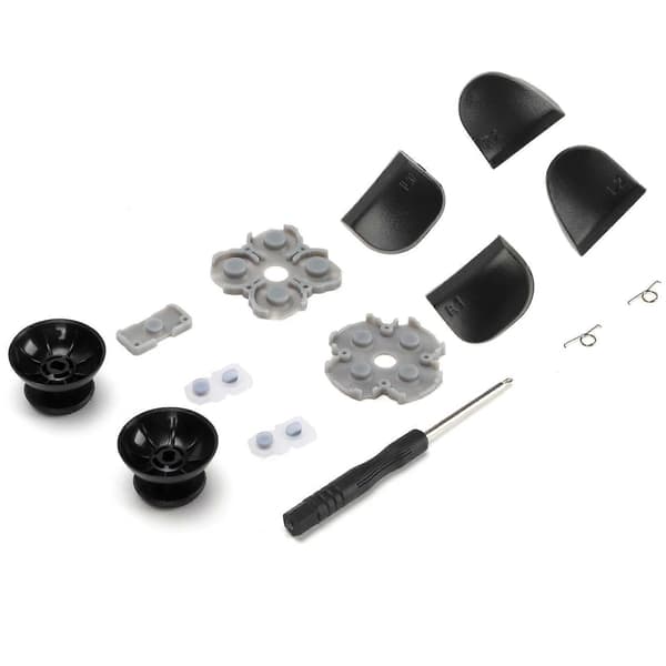 [LCS] Kontrollererstatningssett for PS5-håndtak, ledende gummipute, vippe 3D-plasthette L12 erstatningsknappsett