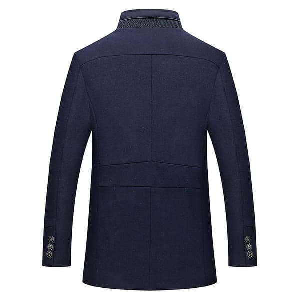 Cloudstyle Ullfrakk for menn med ståkrage og skjerf Navy 2XL