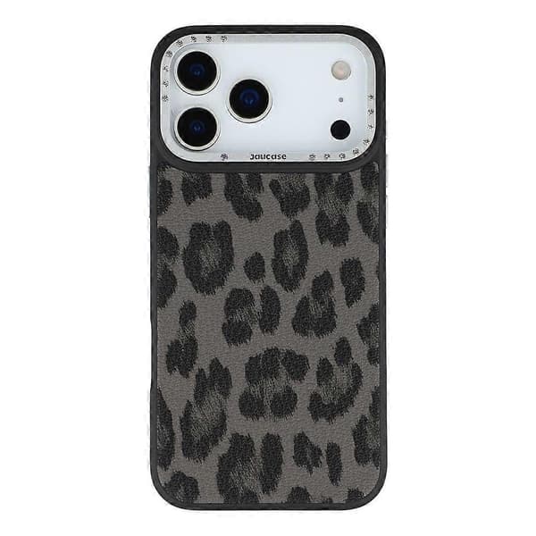 [LCS]JAUCASE Kompatibel med iPhone 17 Pro Max Magnetisk Deksel Leopardmønster PU + TPU + PC Telefonbakdeksel Black
