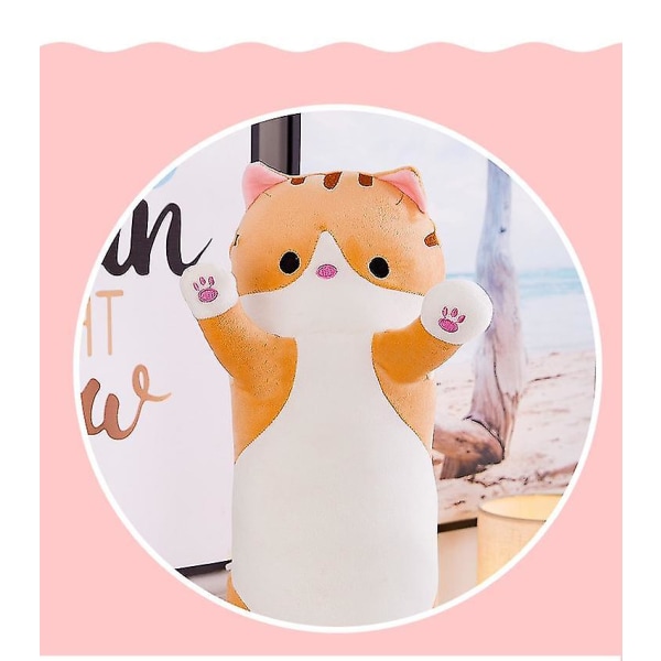Plush Lång Bomulls-Söt Kattdocka Mjuk Bomullsfylld Sov Kudde Leksak brown 70cm