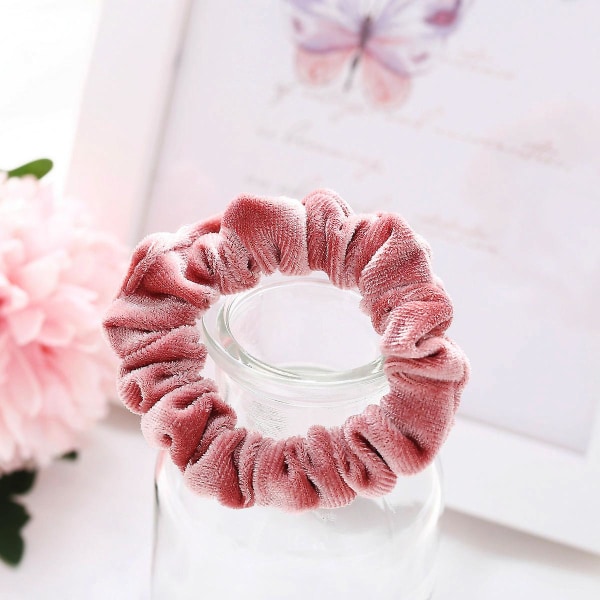 Mjuk Hårring i Ren Färg, Flanell Hårband Elastiska Snoddar Hårrep Pink