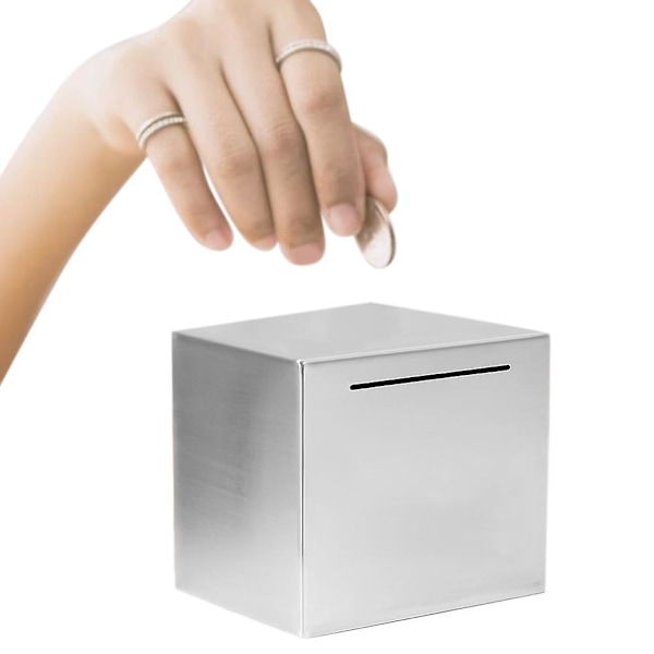 Sikker Bordmodel Sparekasse Mønt Spargris Hjem Kan Kun Spare Stål Gave Hårde Penge (12*12cm)