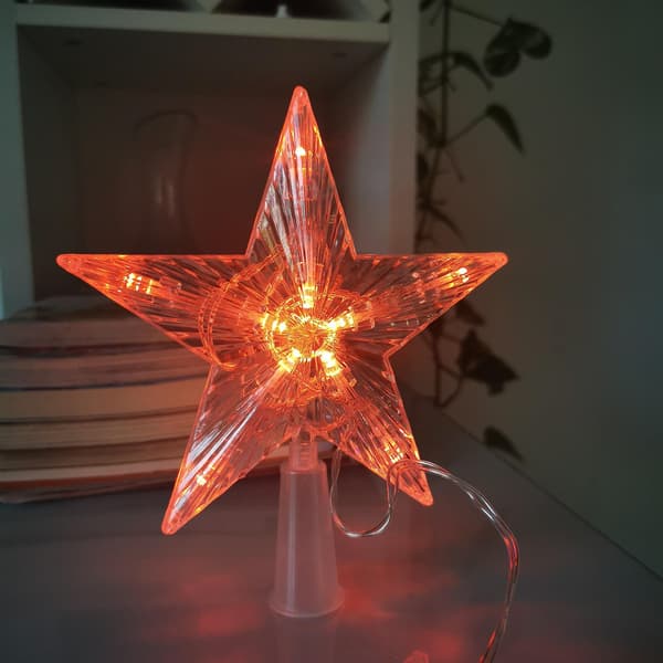 Plastik LED Lysende Stjerne Natlampe, juletræspynt red
