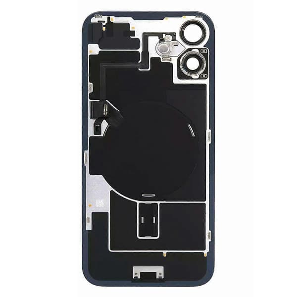 For iPhone 16 Batterideksel+Kameradeksel+Brakett+Trådløs Ladeportkabel-Svart