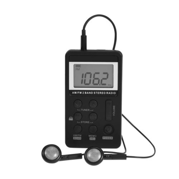Mini Pocket Radio Receiver Stereo AM / FM 2 band med LCD Displ