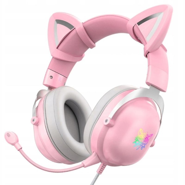 Cat Ear Wired Gaming Headset Med Mikrofon För PC Laptop Ps4 Xbox One Pink
