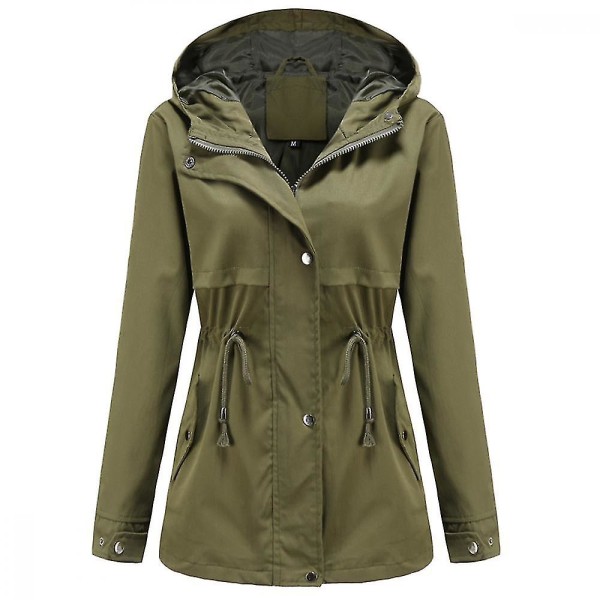 Safari Militærjakke med glidelås og snorhette for kvinner Army Green L