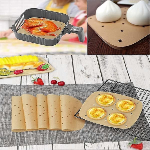 [LCS] 200 stykker 8,5\" Airfryer bagepapir firkantet perforeret bagepapir til airfryere