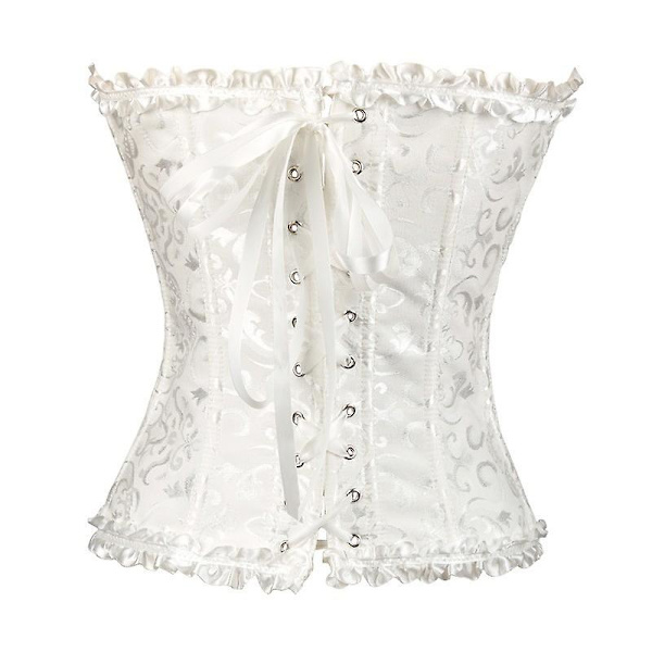Seksikäs vahvaluinen korsetti liivi eurooppalainen ja amerikkalainen hovikorsettisetti White XL