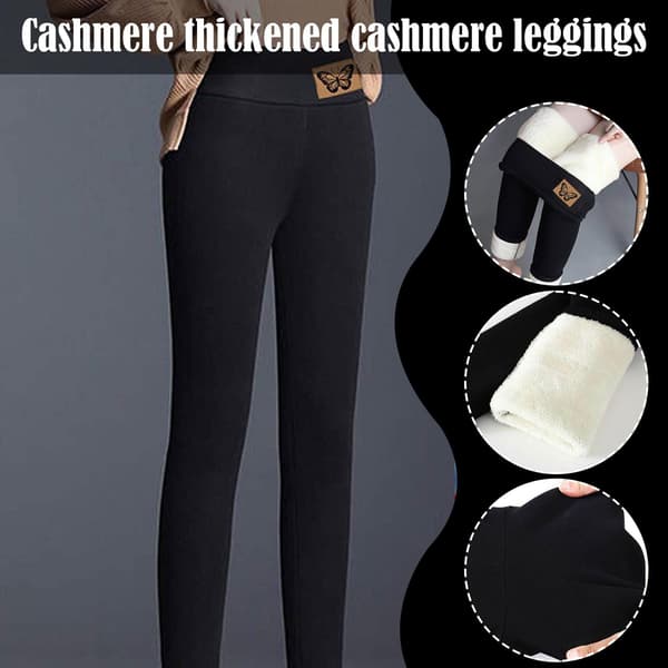 [LCS] Kvinner Vinter Tykke Leggings Bukser Fleeceforet Termisk Elastisk BLACK M