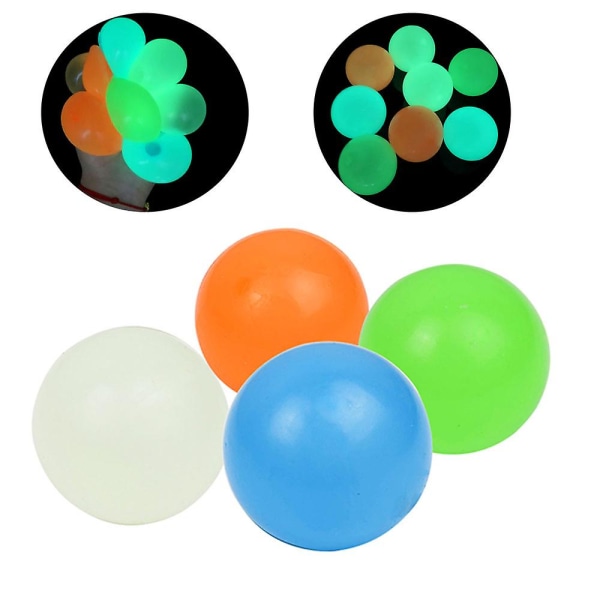 Lysende Baller Høy Sprette Glødende Stressball Klebrig Vegg Angstleke Selvlysende 4.5cm