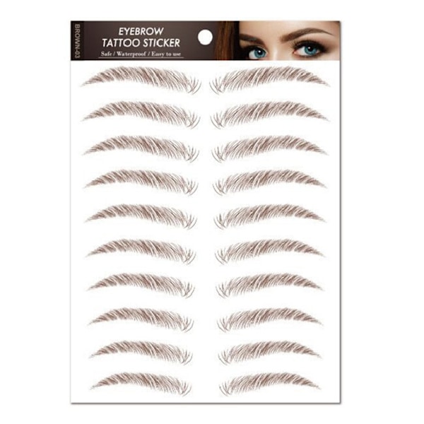 10 ark 6D øjenbryn tatoveringsmærker, hårlignende ægte øjenbryn langtidsholdbare vandtætte naturlige falske øjenbryn makeup 3