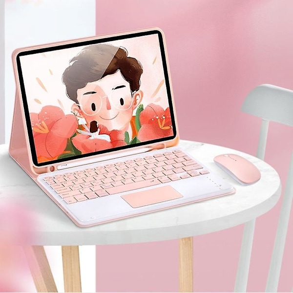 Qwert Trådlöst Tangentbord För IPad Pro 11 Tangentbord Med Pekplatta För Godisfärgat Läder (rosa)