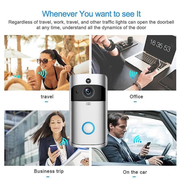 Wifi Smart Video Dörrklocka Intercom Smart Kamera Dörrklocka Pir Detektering Kamera Mörkerseende Hem Säkerhet Video Dörrklocka Black