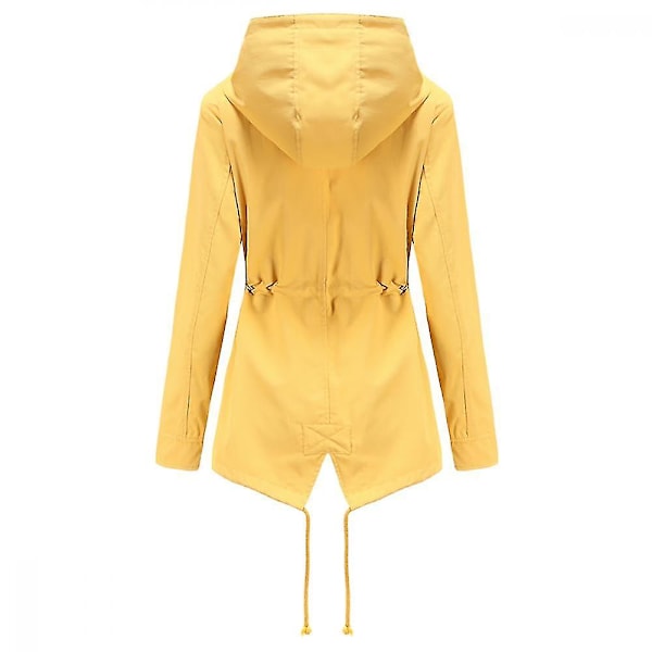 Dame Safari Militærjakke med Lynlås og Hætte med Snøre Yellow M