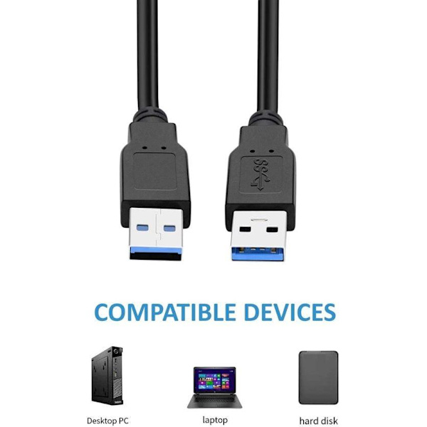 USB 3.0 Typ A hane till Typ A supersnabb överföringskabel