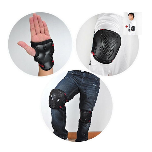 6 st SML Skyddsutrustningsset för Skridskoåkning Armbågsskydd Knäskydd Cykel Skateboard Vuxen Barn Blue M