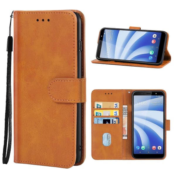 Lædertelefonetui kompatibelt med HTC U12 Life Brown