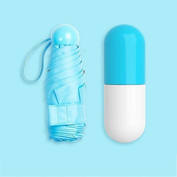 Mini Kapselisateenvarjo Kevyt Aurinko Sade Taskusateenvarjot UV-suoja Taitettava Blue