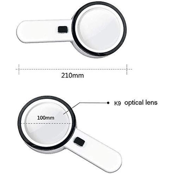 Suurennuslasi LED-lampulla, korkea suurennus optinen suuri linssi lampulla 30 X kertaa
