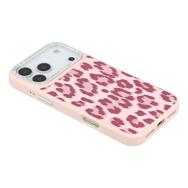 JAUCASE Kompatibel med iPhone 17 Pro Max Magnetisk Deksel Leopardmønster PU + TPU + PC Telefonbakdeksel Pink