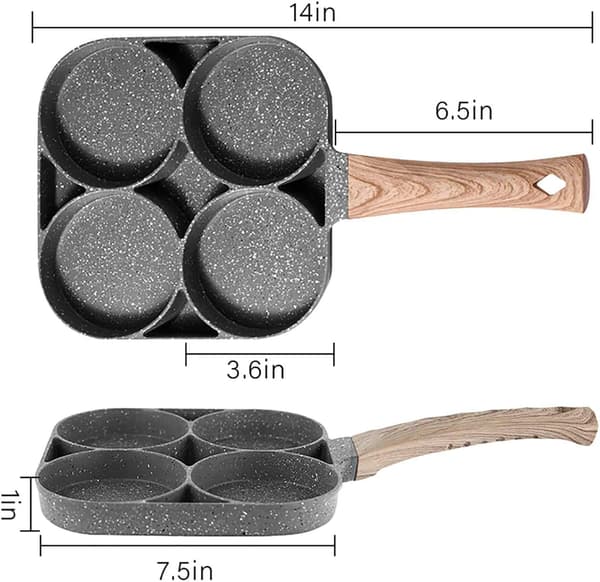 [LCS] Non-stick stekepanne med 4 hull Pannekakepanne Stekt egg Hamburgerpanne