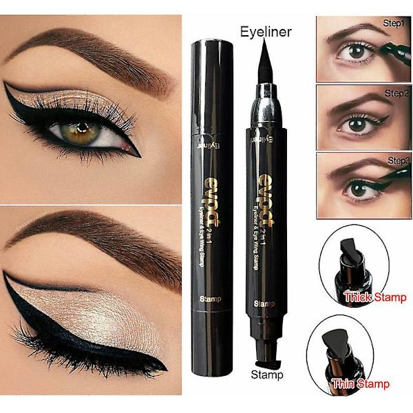 Evpct Dobbel Hodet Merke Stempel Penn Flytende Eyeliner Blyant Stempel Punkt Tatovering Sminkeverktøy Thin Stamp