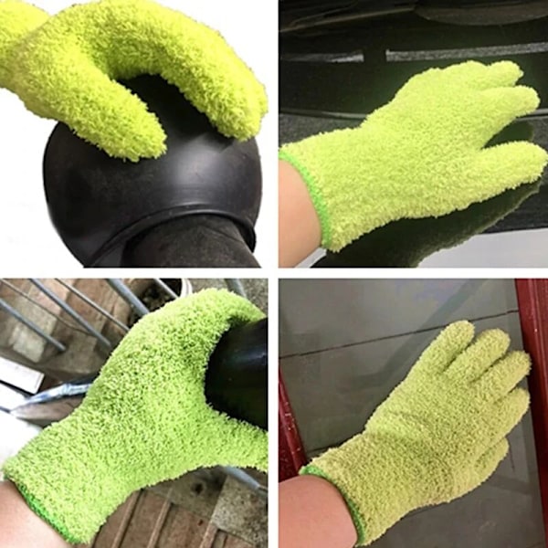 2 stk. Bilpleje Mikrofiber Rengøringshandsker Vinduesrensningsværktøj Genanvendeligt Rengøringsværktøj Husholdningsrengøringsværktøj (Gul)