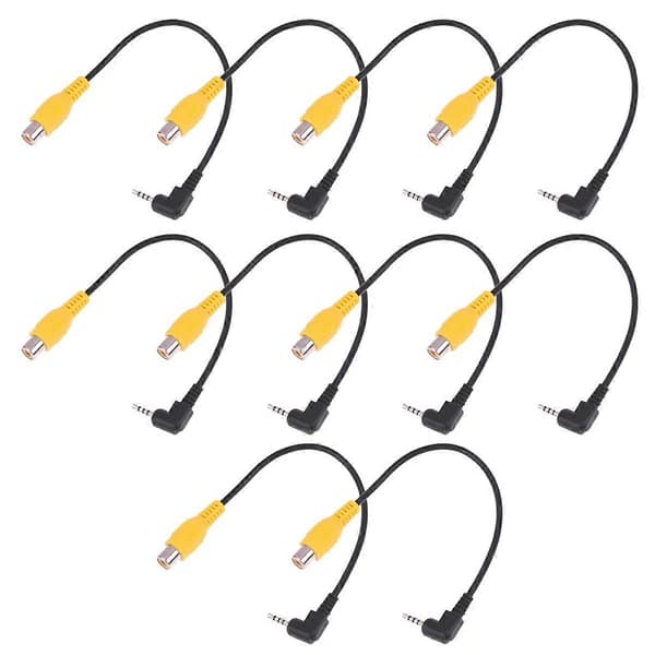 10PC AV ind Video Kabel Adapter 2.5mm AV Jack Hanstik til Hun Adapter Kabel til Bakkamera Konvertering Black  Yellow