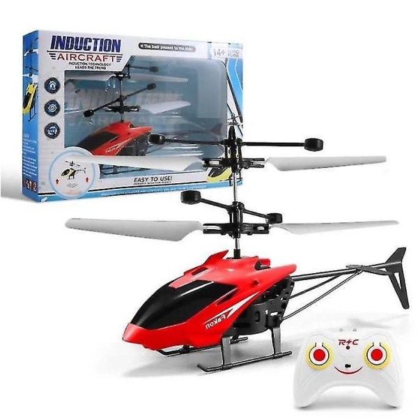 Mini RC Helikopter Infraröd Induktion Fjärrkontroll Inomhus Utomhus Leksak för Barn red