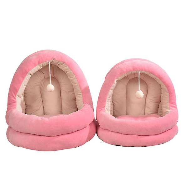 Kattbäddkollektion - Mjuk Inomhus Sluten Täckt Tält/Hus för Katter pink M