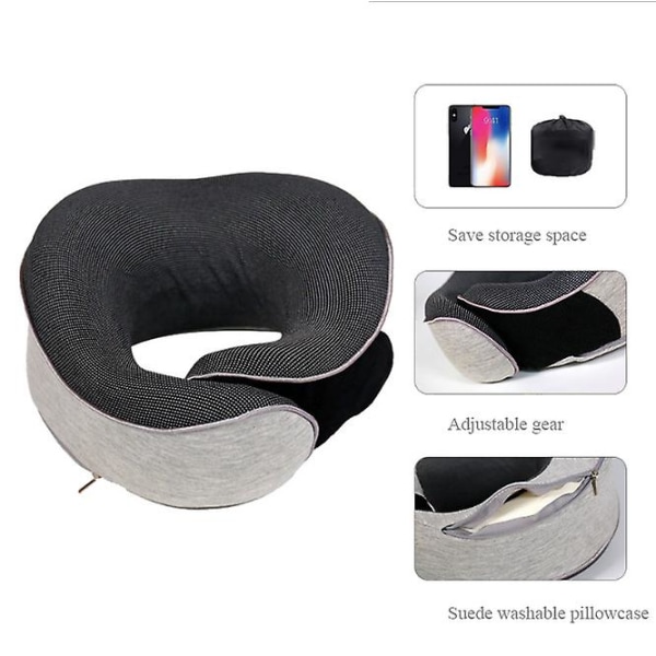 Ny Rese U-formad Kudde, Memory Foam, Cervical Kudde, Långsam R light gray