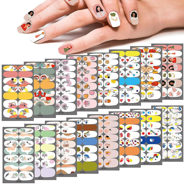 Nail Art Stickers 16 färgglada självhäftande självhäftande nagellappar