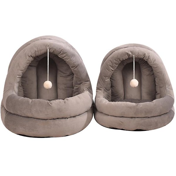 Kattbäddkollektion - Mjuk Inomhus Sluten Täckt Tält/Hus för Katter dark grey M