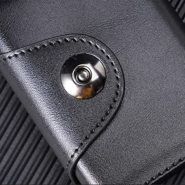 Kreditkortshållare Läder Bifold Plånbok Med Sedelfack Myntficka För Kort Kontanter Black